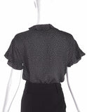 Saint Laurent Rive Gauche Black Polka Dot Ruffle Short Sleeves Blouse - BOUTIQUE PURCHASE PRICE