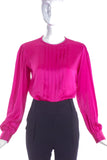 Saint Laurent Fuchisa Pink Silk Front Pleated Top - BOUTIQUE PURCHASE PRICE