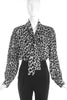 Saint Laurent Rive Gauche Black & White Leopard Bow Blouse