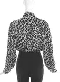 Saint Laurent Rive Gauche Black & White Leopard Bow Blouse
