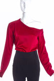 Yves Saint Laurent Ruby Silk Off the Shoulder Top - BOUTIQUE PURCHASE PRICE