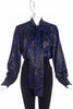 Givenchy Nouvelle Black Metallic Bow Blouse with Blue Dots
