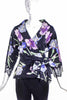 John Galliano Purple and Violet Floral Print Kimono Style Blouse