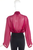 Chanel Red Maroon Berry Chiffon Pussy Bow Blouse FW1998