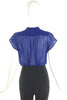 Marc Jacobs Cobalt Sheer Button-Up Blouse with Bow Neck Tie
