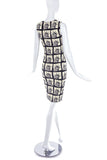 Fausto Puglisi Ivory and Black Lady Liberty Print Fitted Column Dress FW2014 - BOUTIQUE PURCHASE PRICE