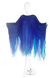 Vintage Purple Blue and Green Reversible Sheer Chiffon Cape Kaftan Caftan