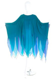Vintage Purple Blue and Green Reversible Sheer Chiffon Cape Kaftan Caftan