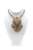 Pauline Trigère Necklace on a Gold Chain with Gold Floral Pendent and Chain Charm Fringe