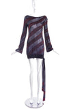 Alexander McQueen Sheer Mini Dress with Red Lurex Stripes #