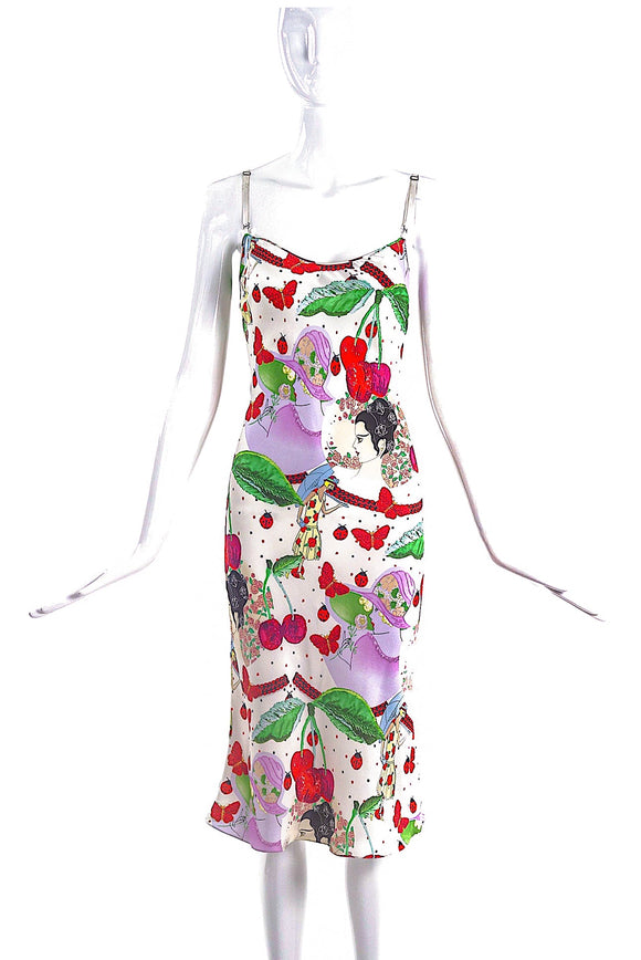 John Galliano Cherry Printed Silk Dress FW2003 SOLD