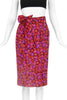 Saint Laurent Rive Gauche Pink and Red Floral Wrap Skirt - BOUTIQUE PURCHASE PRICE