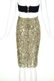 Vicky Tiel Luxurious Gold Lace Floral Skirt with Sequin Details - BOUTIQUE PURCHASE PRICE