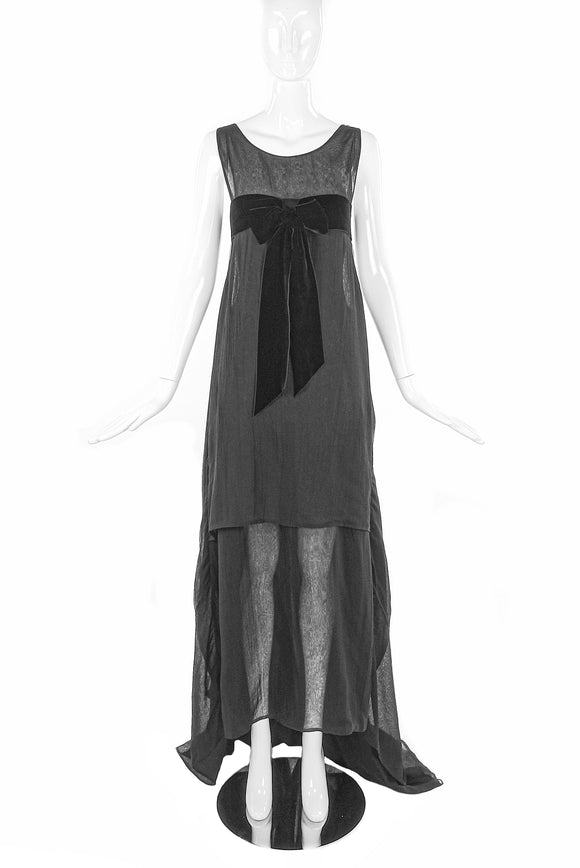 Yves Saint Laurent by Tom Ford Black Organza Empire Waist Finale Gown Dress FW2002