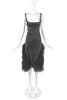 Alexander McQueen Black Satin Cowl Neck Dress with Lace Ruffle Details Late Nineties