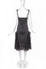 Alexander McQueen Black Satin Cowl Neck Dress with Lace Ruffle Details Late Nineties