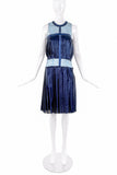 Rodarte Metallic Blue Pleated Dress