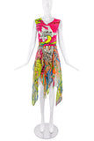 Christian Dior by John Galliano Neon Graffiti Multicolor London Map Print Skirt Set Fall 2001