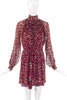 Loris Azzaro Burgundy Chiffon Mini Dress with Gold Lurex Dots and matching Tassel Belt - BOUTIQUE PURCHASE PRICE