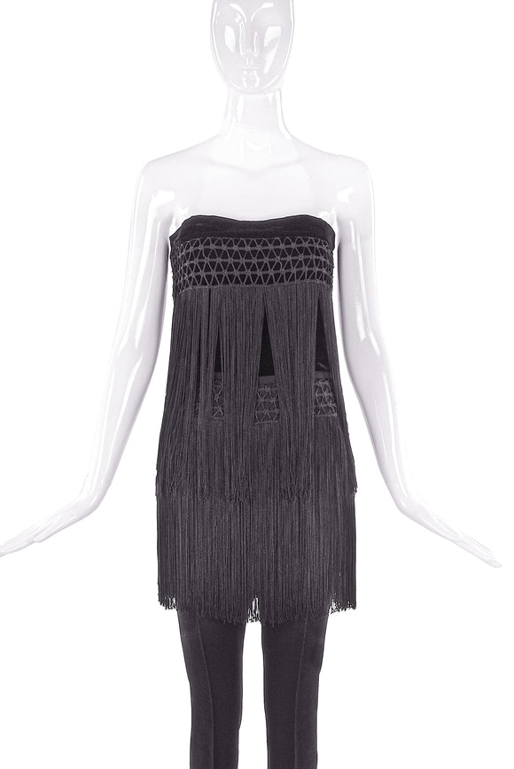 Valentino Night Black Velvet with Fringe Strapless Pant Set