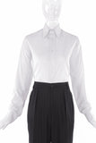 Yves Saint Laurent White YSL Embroidered Logo Button Up Shirt / Textured Black Men's Tie