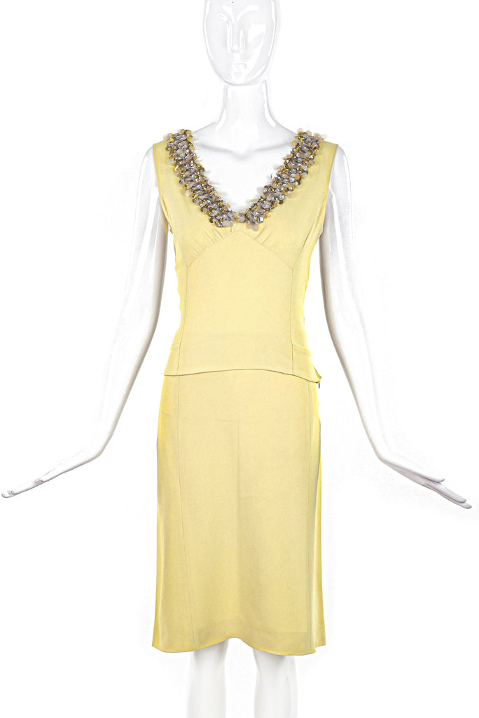 Miu Miu Yellow Top and Skirt Set with Embellishment SS2004 - BOUTIQUE PURCHASE PRICE