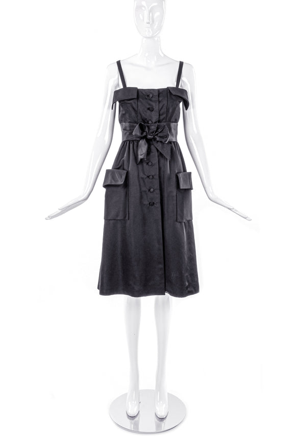 Geoffrey Beene Satin Dress with Pockets and a Bow - BOUTIQUE PURCHASE PRICE