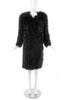 Sonia Rykiel Black Marabou Plume Feather "Fur" Coat with Shoulder Pads 1991 Collection