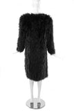 Sonia Rykiel Black Marabou Plume Feather "Fur" Coat with Shoulder Pads 1991 Collection