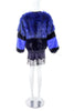 Vintage Blue and Black Graphic Faux Fur Jacket
