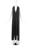 Stephen Burrows Black Backless Halter Neck Gown Dress with Bow