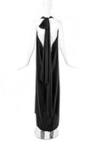 Stephen Burrows Black Backless Halter Neck Gown Dress with Bow