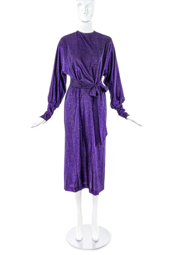 Giorgio Sant' Angelo Purple Metallic Dress with Belt - BOUTIQUE PURCHASE PRICE