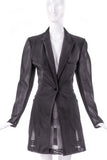 Ozbek Black Mesh Tulle Jacket and Mini Skirt Suit