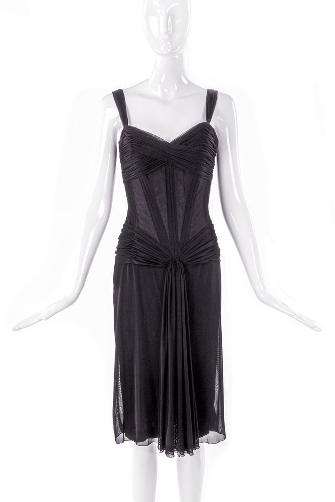 Vicky Tiel Black Chiffon Ruched Corset Pretty Woman Cocktail Dress - BOUTIQUE PURCHASE PRICE