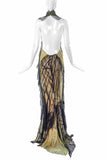 Roberto Cavalli Yellow with Black Tulle "Courtney Love" Dress Gown Spring Summer 2001 Runway