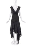 Antonio Berardi Black Chiffon Hankerchief Hem Flamingo Dress