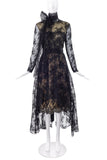 Bill Blass Couture Black Lace Dress with Neck Bow