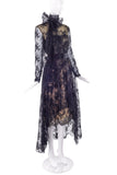 Bill Blass Couture Black Lace Dress with Neck Bow