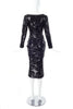 Vintage Black Sequin Long Sleeved Draped Dress - BOUTIQUE PURCHASE PRICE