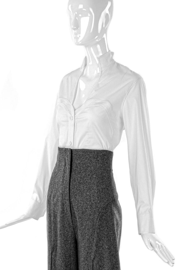 Yves Saint Laurent White Heart Shape Cut out Shirt - BOUTIQUE PURCHASE PRICE