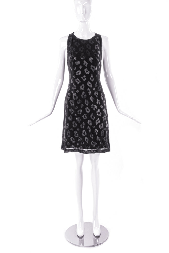 Versus by Gianni Versace Black with a Lurex Leopard Paw Prints Dress
