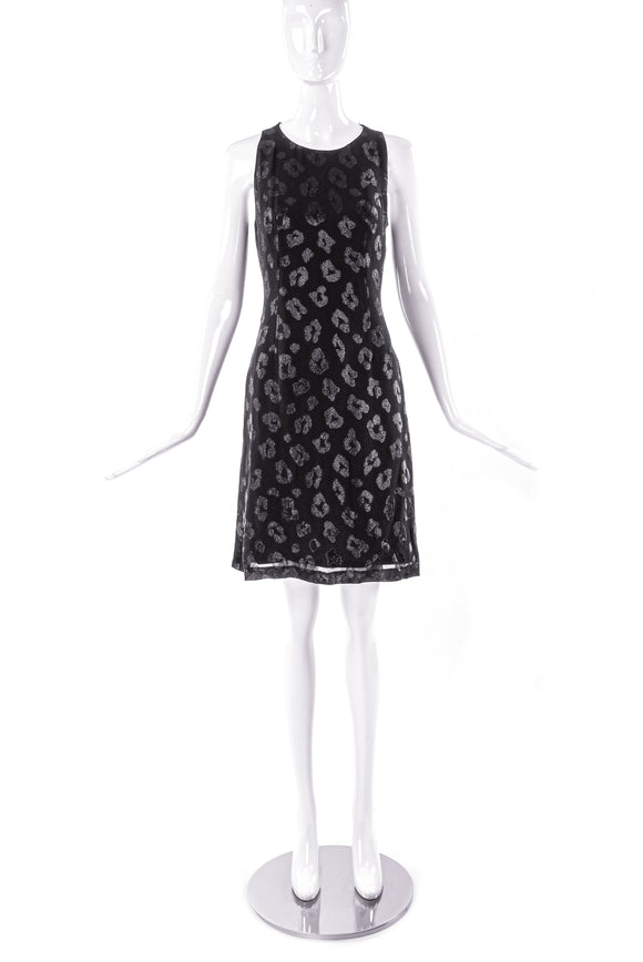 Versus by Gianni Versace Black with a Lurex Leopard Paw Prints Dress