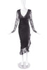 Emanuel Ungaro Black Ruched Cocktail Dress with Lace Long Sleeves - BOUTIQUE PURCHASE PRICE