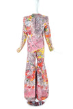 As Four Multi Color Pink Yellow Floral Lace Balloon David Bowie Pants and Jacket