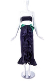 Valentino Night Black Satin Ruffle Skirt with Emerald Satin Bow