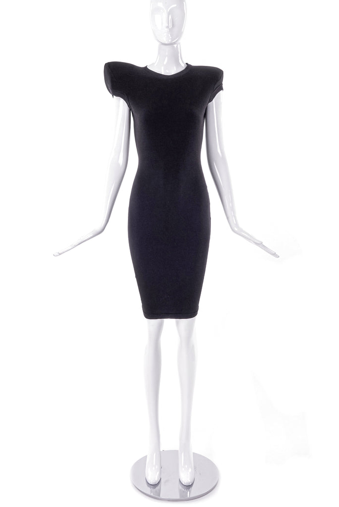 Jeremy Scott Paris Black Jersey BodyCon Dress with Exaggerated Shoulders