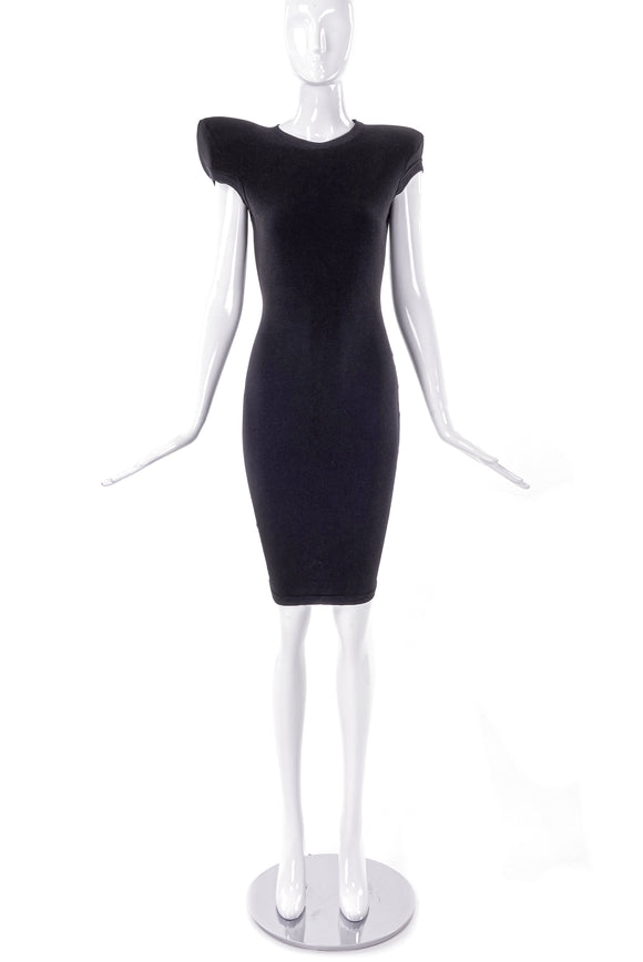 Jeremy Scott Paris Black Jersey BodyCon Dress with Exaggerated Shoulders