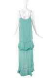 Richard Nicoll Seafoam Green Chiffon Slip Dress Gown with Ruffles