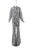 Céline Black and Ivory Abstract Animal Print Wide Leg Trouser